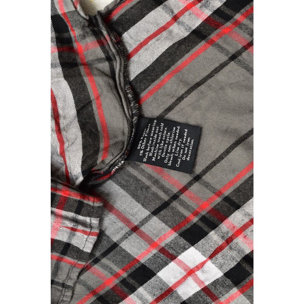 Rock & Republic Plaid Button Down Shirt Women XXL Grey Red Metallic Lurex Plaid - Picture 3 of 8